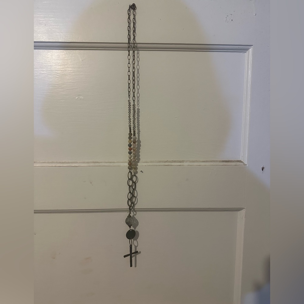Long Boho style Cross necklace